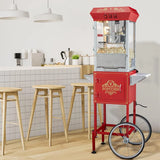 Popcorn machine, 12-ounce pot capacity, 1440-watt countertop popcorn machine, can produce 80 cups per batch, cinema-style popcorn machine, equipped with 3 switches for control, steel frame, tempered glass door, 1 pot, 2 spoons, red version image 2
