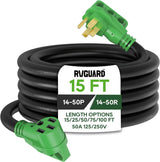 50 Amp 50 Foot RV/EV Extension Cord, NEMA 14-50P/R Heavy Duty Extension Cord with LED Power Indicator and Cord Organizer, Green, ETL Listed image 4