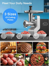 Meat Grinder Heavy Duty, 3000W Max Ultra Powerful, 5 in 1 HOUSNAT Multifunction Electric Meat Grinder, Sausage Stuffer, Slicer/Shredder/Grater, Kubbe & Tomato Juicing Kits, Home Kitchen Use image 3