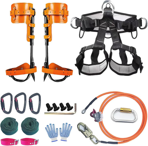 Tree Climbing Gear, Tree Climbing Spikes，with Adjustable Climbing Straps and Steel Core Flip Line Arborist Equipment for Climbers, Hunting, Fruit Picking ，Logging, Climbing Etc