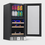 Newair 15 Dual Zone Beverage Cooler with Removable Beech Wood Shelves, Stainless Steel image 5