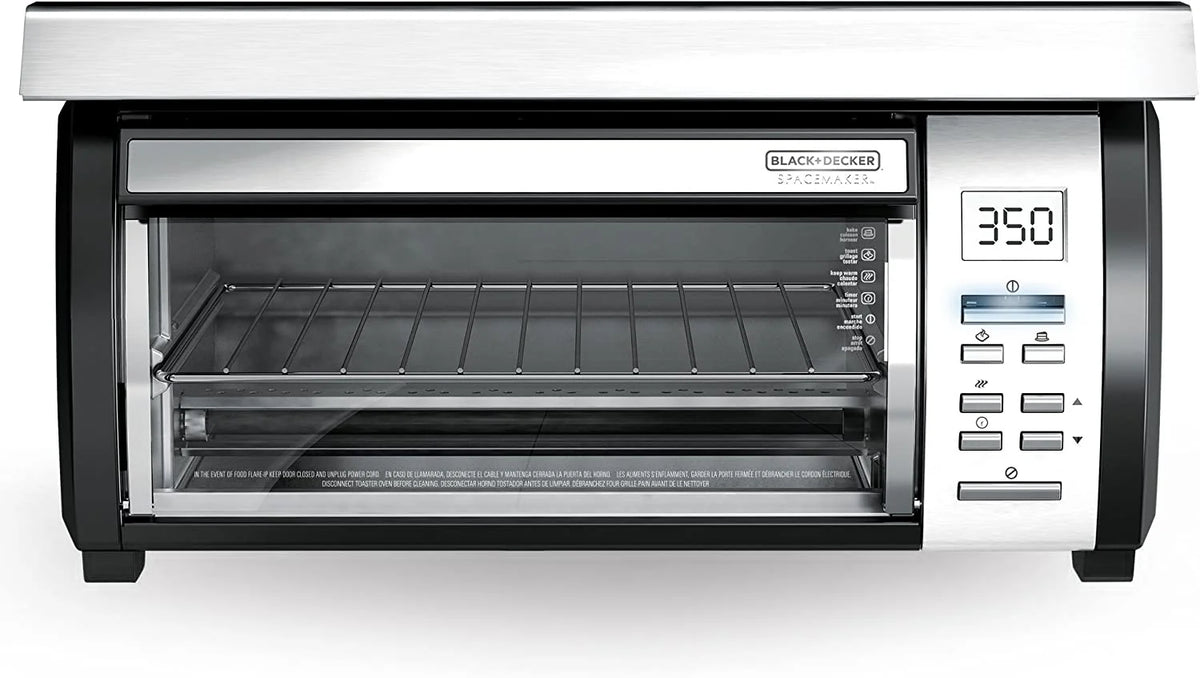 BLACK DECKER SpaceMaker Under-Counter Toaster Oven, Digital Controls, Black/Stainless Steel, Fits 9-测-- Pizza, TROS1000D