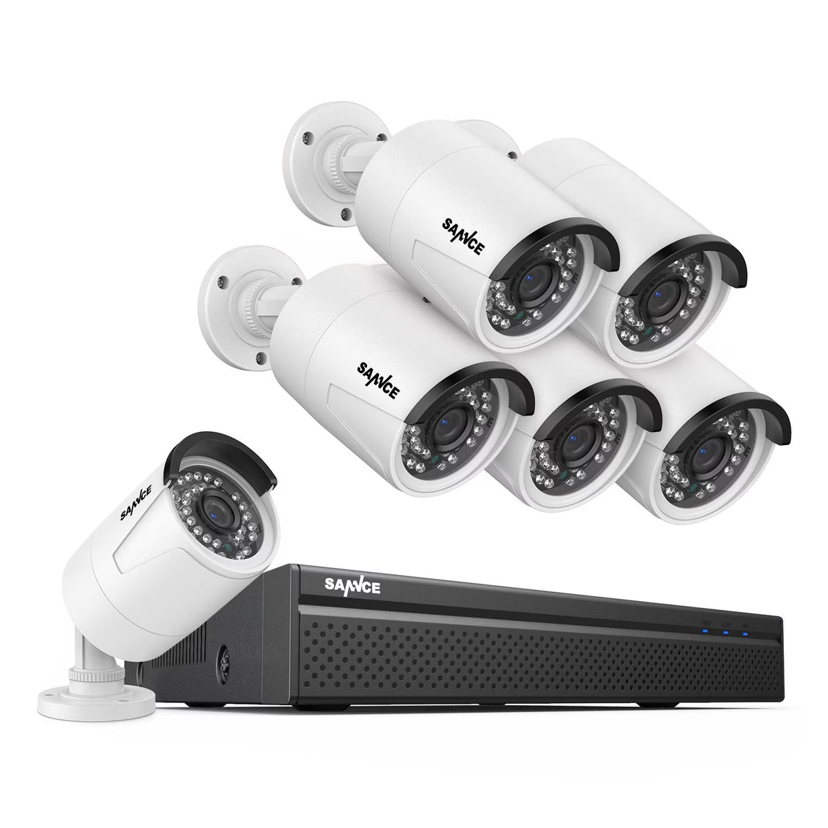 SANNCE 8CH 5MP Poe Home Security Camera System,2MP 8CH Poe NVR, 6pcs 1080P Outdoor Poe Cameras,No Hard Drive