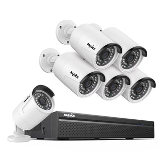 SANNCE 8CH 5MP Poe Home Security Camera System,2MP 8CH Poe NVR, 6pcs 1080P Outdoor Poe Cameras,No Hard Drive