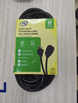 20' 16 Gauge 1-Tap Outdoor Extension Cord, Black image 2