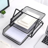 Metal Mesh 2 Tier Document Letter Tray Desk Organizer File Holder Magazine Notebook Organizer Office Supplies image 3