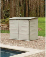 Poly resin outdoor storage shed, with floor (4.5 feet x 3 feet), weather-resistant, beige/brown, suitable for storing and organizing household/backyard/swimming pool chemicals/toys/garden tools/porch/terrace cushions. image 2