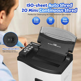 150 Sheet Auto-Feed Micro Cut Paper Shredder for Home Office Use, P-5 Super High Security (5/64 x 19/32 inches), Large 6-Gallon Bin, 20-Min Continuous Run, 55dB Ultra-Quiet, White image 2