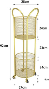 2-Tier Laundry Hamper with Wheels, Iron Basket for Bedroom, Bathroom, Dorm, Large Capacity Clothes Room, Easy to Move & Store image 2