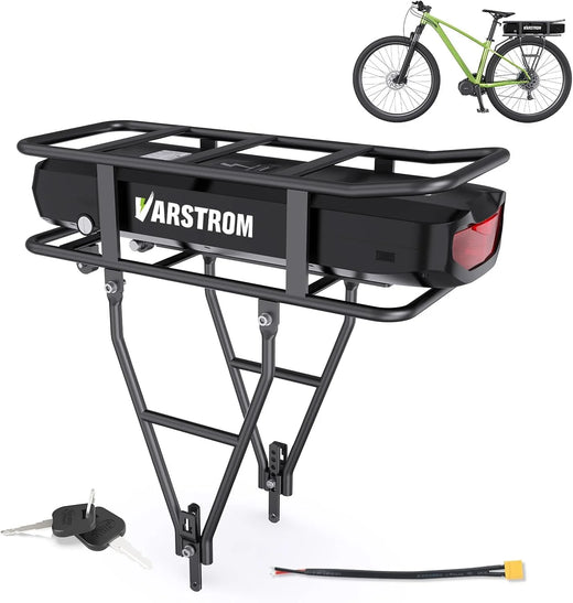 Ebike Battery 48V 17.5AH Lithium ion Rear Rack Battery for BAFANG/Voilamart/PEXMOR/AW 48V200W-1000W Ebike Kit,48V E Bike Batteries with Luggage Rack,Taillight,30A BMS,3A Fast Charger & Safety Lock