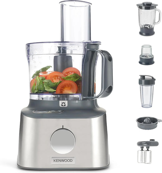 Multifunctional compact food processor, with built-in scale, equipped with 11 accessories, designed small yet powerful.