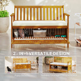 Outdoor bench with storage box, 28-gallon outdoor storage bench, garden seat made of rosewood with cushion, suitable for parks, balconies, and terraces, double-person outdoor furniture, made of teak material image 2