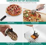 Wood-fired outdoor pizza oven, 12-inch portable pellet pizza oven, equipped with pizza tongs and pizza cutter, stainless steel silver pizza maker suitable for outdoor kitchen cooking image 3