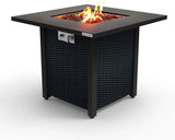 Propane fire pit table, 40,000 watt outdoor square gas fire pit, with lid, weather-resistant metal material, adjustable flame, rock melting set, highly suitable for use on decks, backyards and platforms (30 inches × 30 inches × 11 inches)
