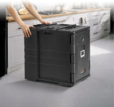 Food tray transportation box, 95-gallon insulated box for the catering industry, LLDPE food tray box with double clasps, front-mounted food heater with handle, suitable for stacking end loaders in restaurants, canteens, etc. black image 4