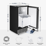 Commercial Under Counter Ice Maker Machine, 80Lbs/Day with 24lbs Ice Storage, Built-in Drain Pump/Automatic Cleaning/Timing Setting/Smart LCD Panel, Ideal for Both Home and Commercial Use image 2