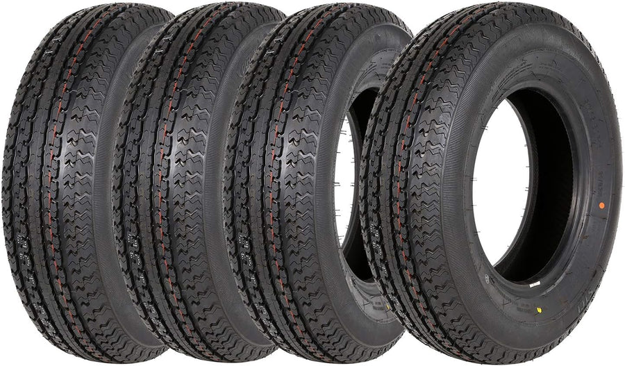 Set of 4 ST225/75R15 Radial Trailer Tire, ST225-75R15 ST 225/75R15, 10 Ply Load Range E, 117N
