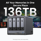 Four-slot desktop network storage device, equipped with Intel Pentium Gold 8505 octa-core processor, 8GB DDR5 memory, 128G solid-state drive, 1 10GbE network port, 1 2.5GbE network port, 2 M.2 NVMe slots, 4K HDMI interface, network storage device (wi image 3