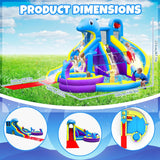 11-in-1 Inflatable Water Slide & Dolphin Bounce House w/2 Long Slides, 19.7 Ft x 13.1 Ft Extra Large Waterslide Climbing Wall w/Small Deeper Pool,Water Cannons,Hoop for Kids Backyard,550W Blower image 2