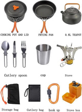 Camping cooking set - picnic cooking pot set - outdoor hiking and barbecue tableware set - camping travel supplies set including frying pan, water jug and stove image 4