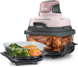Air fryer can be used in conjunction with microwave ovens, refrigerators and dishwashers. It is made of non-toxic glass material and features a portable cooking system with a capacity of 4 gallons. It comes with 6 glass containers and a sealing lid, image 4