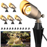 Solid Brass Outdoor Uplights & Accent Light Fixtures, Heavy Duty 12V Low Voltage LED Landscape Lighting Bronze, Wired Spotlights for Garden,Lawn,Patio and Yard Without LED Bulb (12 Pack) image 3