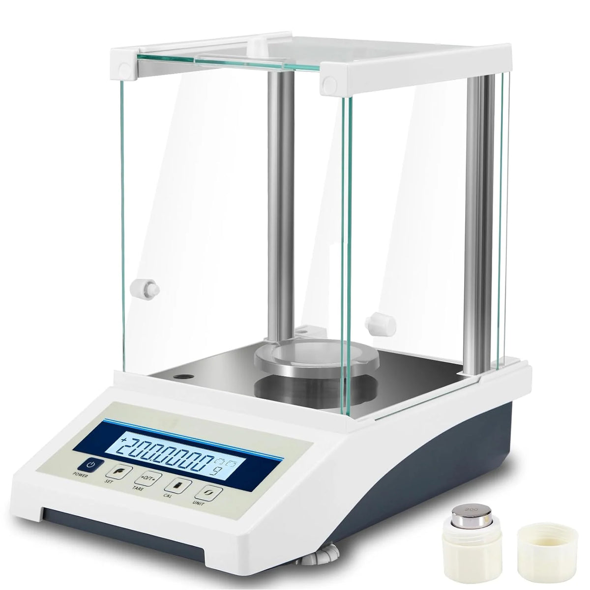 Lab Scale, Digital Analytical Balance 220g/ 0.1mg, High Precision Scientific Precision Scale Accuracy 0.0001g, Balance Scale for Coin/Jewelry/Powder with Weights and RS232 Interface
