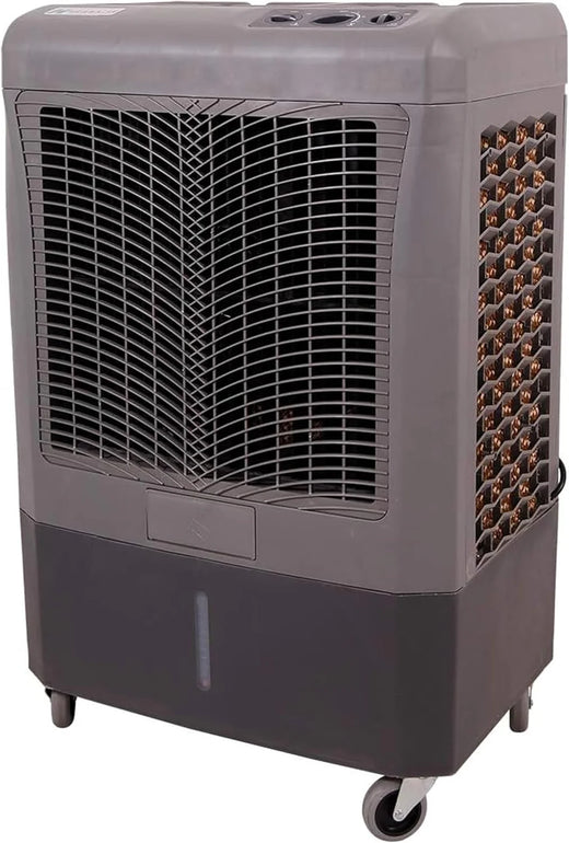 Portable Swamp Coolers - 1300 CFM MC18M Evaporative Air Cooler with 2-Speed Fan, 53.4 dB - 500 sq. ft. Coverage Evaporative Air Cooler Portable High Velocity Outdoor Cooling Fan by Hessaire - White