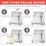 Commercial Pizza Dough Roller Sheeter, Max 16, Automatic 370W Electric Pizza Dough Roller, Stainless Steel, Suitable for Noodle, Pizza Bread and Pasta Maker Equipment image 3