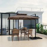 9.5-foot cantilevered patio umbrella, outdoor square offset umbrella, 360° rotatable, double-structured heavy-duty patio hanging umbrella, with cross base, suitable for gardens, patios, swimming pools and backyards. image 2