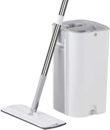 A handless flat mop set, suitable for household cleaning, with a mop bucket that can be used for both dry and wet cleaning.