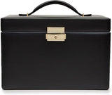 Medium-sized jewelry box, made of tin - 28 compartments, 10 spaces for storing rings, 20 slots for ear piercings 10 compartments for storing necklaces - Includes a handbag