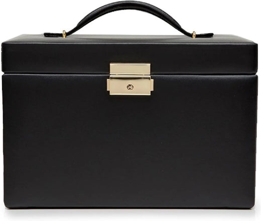 Medium-sized jewelry box, made of tin - 28 compartments, 10 spaces for storing rings, 20 slots for ear piercings 10 compartments for storing necklaces - Includes a handbag