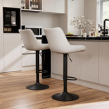 Bar stool set (2-piece) Adjustable rotating style, black color, covered with PU leather and equipped with a backrest, suitable for medium-height stools used in kitchen island or home bar. image 4
