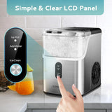 Desktop ice machine, pebble-style ice machine with 35 pounds/24-hour soft ice function, automatic cleaning sonic ice machine with ice scoop and ice box, granular ice machine (in stainless steel) suitable for home/kitchen/office image 4