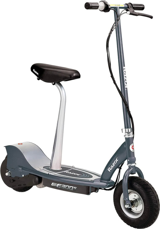 An electric scooter suitable for children over 13 years old - 9-inch inflatable tires, detachable seat, maximum speed of 15 miles per hour, maximum riding time of up to 40 minutes, suitable for users weighing no more than 220 pounds.