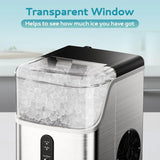Desktop ice machine, pebble-style ice machine with 35 pounds/24-hour soft ice function, automatic cleaning sonic ice machine with ice scoop and ice box, granular ice machine (in stainless steel) suitable for home/kitchen/office image 2
