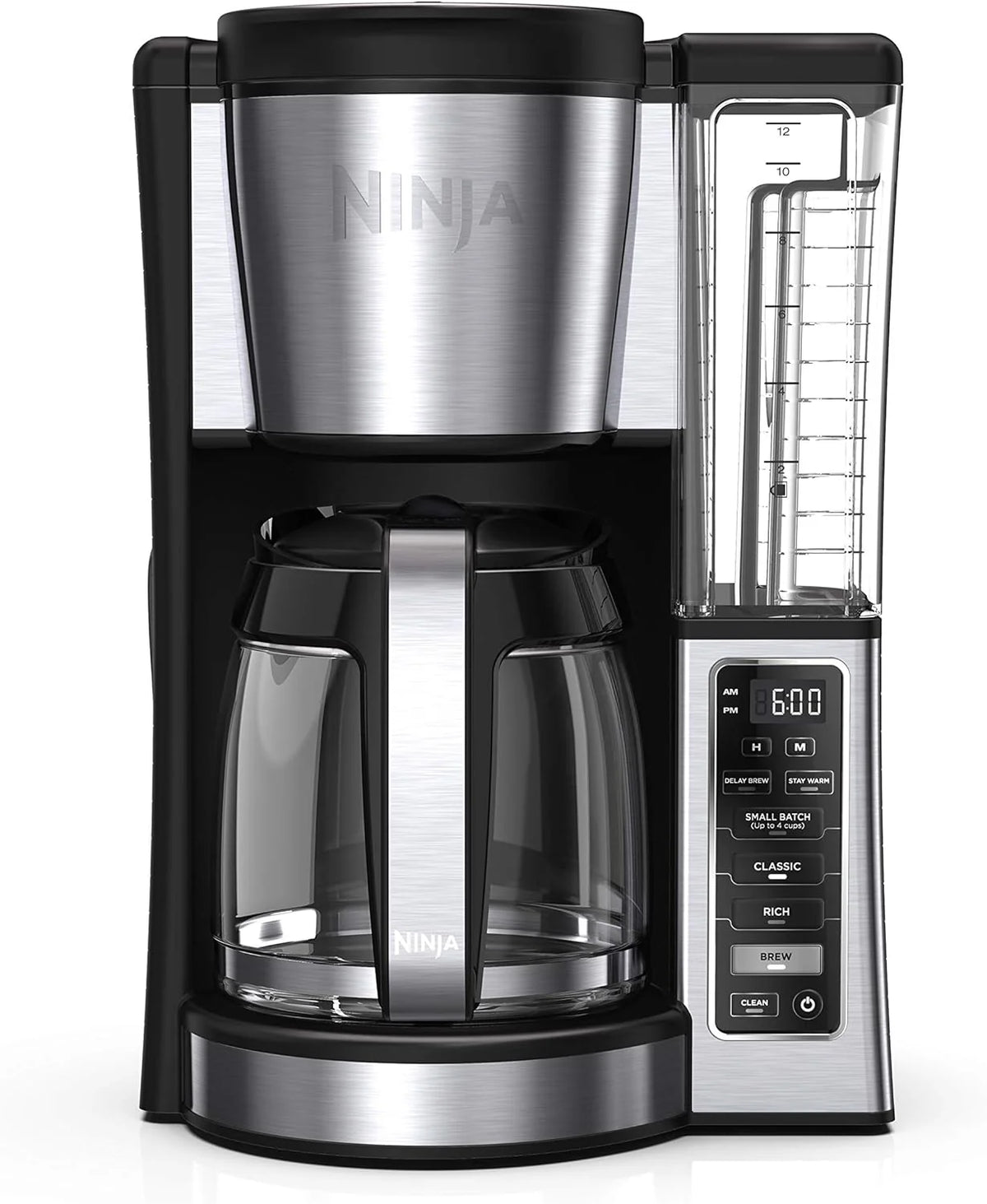 Programmable coffee machine, featuring two brewing modes, adjustable pre-heating plate and delayed brewing function