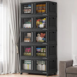 600 sets of stackable storage boxes with lids and doors, 6 sets of plastic coat closets and storage drawers with wheels, large foldable storage boxes, household and office cabinets image 3