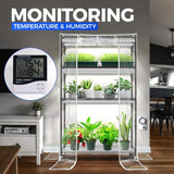 Barrina Mini Greenhouse with LED Grow Light for Indoor Plant, 4-Tier Portable Metal Plant Stand with Wheels, Plant Shelf with Tent, 6Pcs Plant Light with Timer and Thermo-Hygrometer, 35.4x13.8x59IN image 4