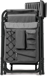 The "Picnic Time" brand's outdoor folding chairs with a unique design feature a grey base and a black frame. The dimensions are 33 x 7 x 21. image 4