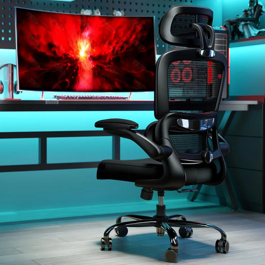 Office Chair Ergonomic Desk Chair, 330 LBS Home Mesh Office Desk Chairs with Wheels, Comfortable Gaming Chair, High Back Office Chair for Long Hours, Office Chair for Study and Work (Grey)