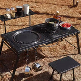 Folding Grill Table Metal Portable, Good Load-Bearing Capacity Items Can Be Hung on The Edge, Portable Camping Table, for Outdoor Picnic, BBQ, Cooking image 4