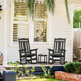 Rocking Chair Outdoor, Weather Resistant Poly Plastic Rocker Chairs, 350lb Heavy Duty, Oversized Porch for Adult, High Back Smooth Chairs Outdoor & Indoor, Black 1Chair image 2