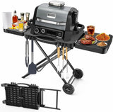 Outdoor Grill Table Cart 57"x24"x35", Outdoor Kitchen Island with Storage & Large Tabletop for Blackstone Griddle, Ooni Pizza Oven, Ninja Woodfire Grill, BBQ Station, Dining Cart, Rolling BBQ Table
