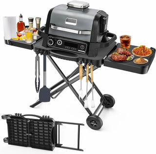 Outdoor Grill Table Cart 57"x24"x35", Outdoor Kitchen Island with Storage & Large Tabletop for Blackstone Griddle, Ooni Pizza Oven, Ninja Woodfire Grill, BBQ Station, Dining Cart, Rolling BBQ Table