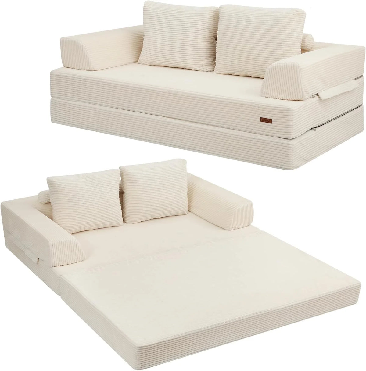 Foldable sofa bed (large size), foldable floor sofa, denim foldable sofa bed as a sleeping mattress, with pillows, boneless sofa, comfortable and relaxing double seat, suitable for living room and bedroom, navy blue color