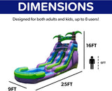 16’ Purple Tropical Lightweight Premium Commercial Grade Water Slide Inflatable with Attached Pool for Kids and Adults (with Blower), Wet Dry Use, Summer Fun image 3