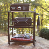 Outdoor barbecue food truck, 32" x 32" stainless steel pizza oven table, mobile barbecue kitchen food preparation cart with double-tiered shelves, suitable for garden patios image 2