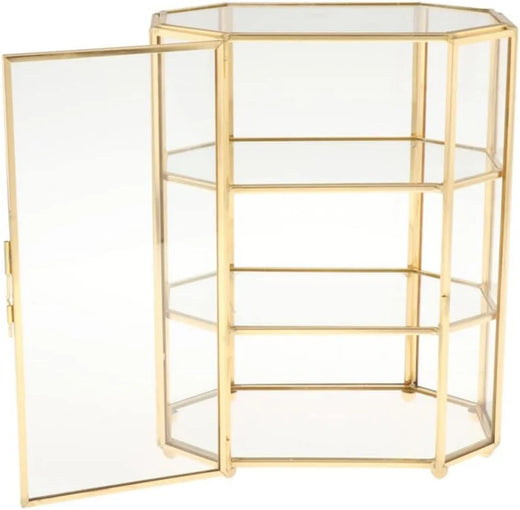 3-Tier Jewelry Box Glass Makeup Organizer Jewelry Box Multifunction Display Case for Dressing Table Decoration Storage